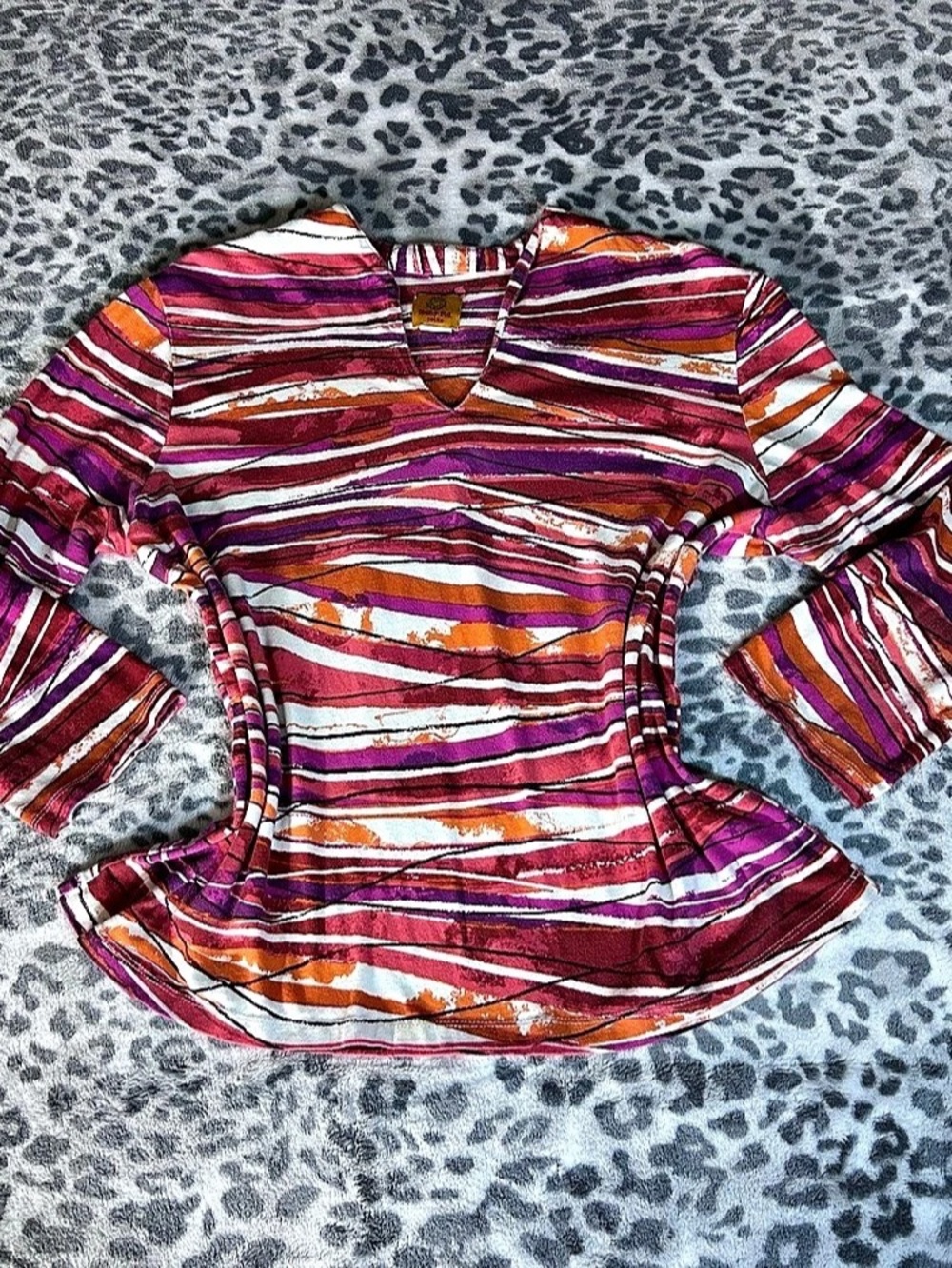 Ruby Rd. Abstract Tunic in pink, purple, white, and orange